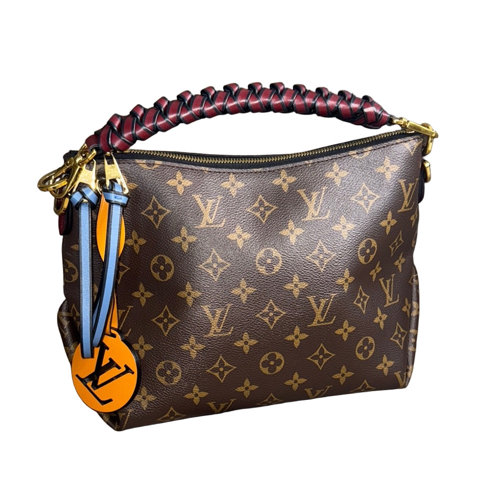 Louis Vuitton Brown Monogram Shoulder Bag with Red and Gold Accents